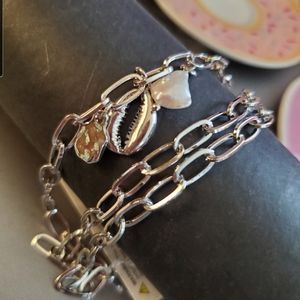 Ankle  bracelet by influence silver chain shell 🐚